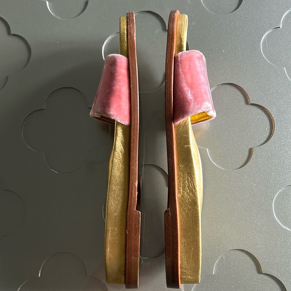 PRADA Gold & Pink Velvet Slides Size 6 (EU 36) Women’s - Picture 16 of 17